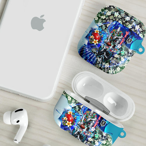 Personalized Port Adelaide Football Power AirPods Case Tropical Hibiscus Flowers - Pacific Fusion Style