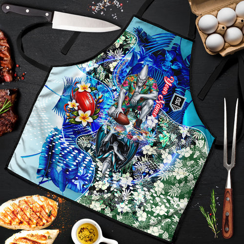 Personalized Port Adelaide Football Power Apron Tropical Hibiscus Flowers - Pacific Fusion Style