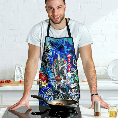 Personalized Port Adelaide Football Power Apron Tropical Hibiscus Flowers - Pacific Fusion Style