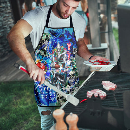 Personalized Port Adelaide Football Power Apron Tropical Hibiscus Flowers - Pacific Fusion Style