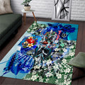 Personalized Port Adelaide Football Power Area Rug Tropical Hibiscus Flowers - Pacific Fusion Style