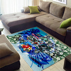 Personalized Port Adelaide Football Power Area Rug Tropical Hibiscus Flowers - Pacific Fusion Style