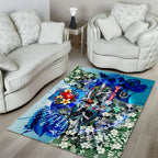 Personalized Port Adelaide Football Power Area Rug Tropical Hibiscus Flowers - Pacific Fusion Style