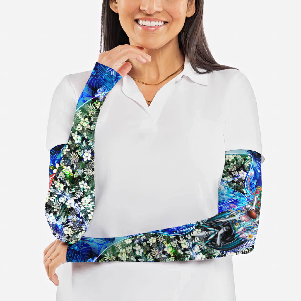 Personalized Port Adelaide Football Power Arm Sleeves Tropical Hibiscus Flowers - Pacific Fusion Style