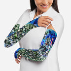 Personalized Port Adelaide Football Power Arm Sleeves Tropical Hibiscus Flowers - Pacific Fusion Style