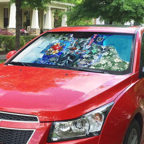 Personalized Port Adelaide Football Power Auto Sun Shade Tropical Hibiscus Flowers - Pacific Fusion Style