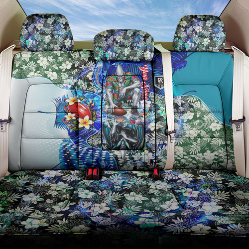 Personalized Port Adelaide Football Power Back Car Seat Cover Tropical Hibiscus Flowers - Pacific Fusion Style