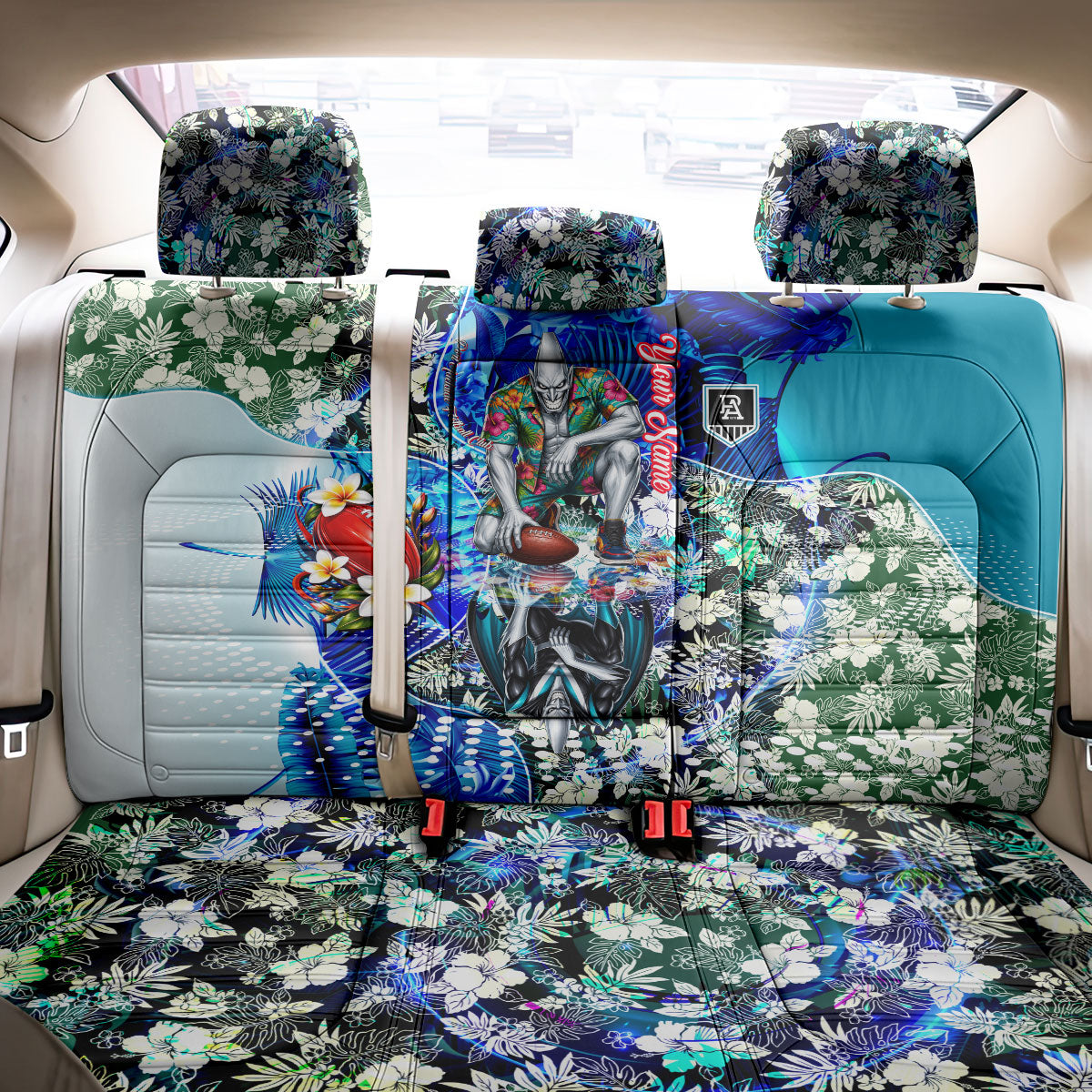Personalized Port Adelaide Football Power Back Car Seat Cover Tropical Hibiscus Flowers - Pacific Fusion Style