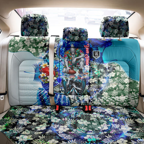 Personalized Port Adelaide Football Power Back Car Seat Cover Tropical Hibiscus Flowers - Pacific Fusion Style