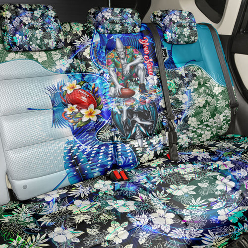 Personalized Port Adelaide Football Power Back Car Seat Cover Tropical Hibiscus Flowers - Pacific Fusion Style