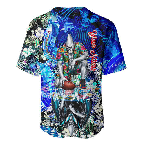 Personalized Port Adelaide Football Power Baseball Jersey Tropical Hibiscus Flowers - Pacific Fusion Style