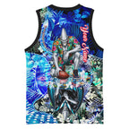 Personalized Port Adelaide Football Power Basketball Jersey Tropical Hibiscus Flowers - Pacific Fusion Style