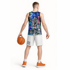 Personalized Port Adelaide Football Power Basketball Jersey Tropical Hibiscus Flowers - Pacific Fusion Style