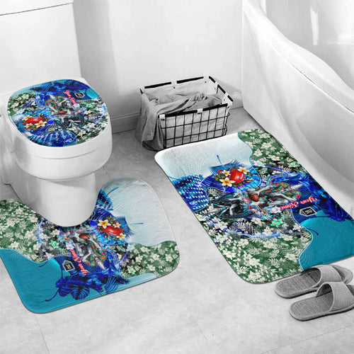 Personalized Port Adelaide Football Power Bathroom Set Tropical Hibiscus Flowers - Pacific Fusion Style