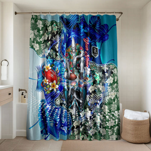 Personalized Port Adelaide Football Power Bathroom Set Tropical Hibiscus Flowers - Pacific Fusion Style
