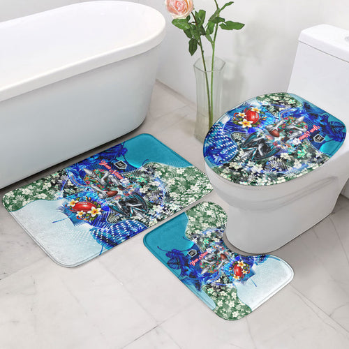 Personalized Port Adelaide Football Power Bathroom Set Tropical Hibiscus Flowers - Pacific Fusion Style