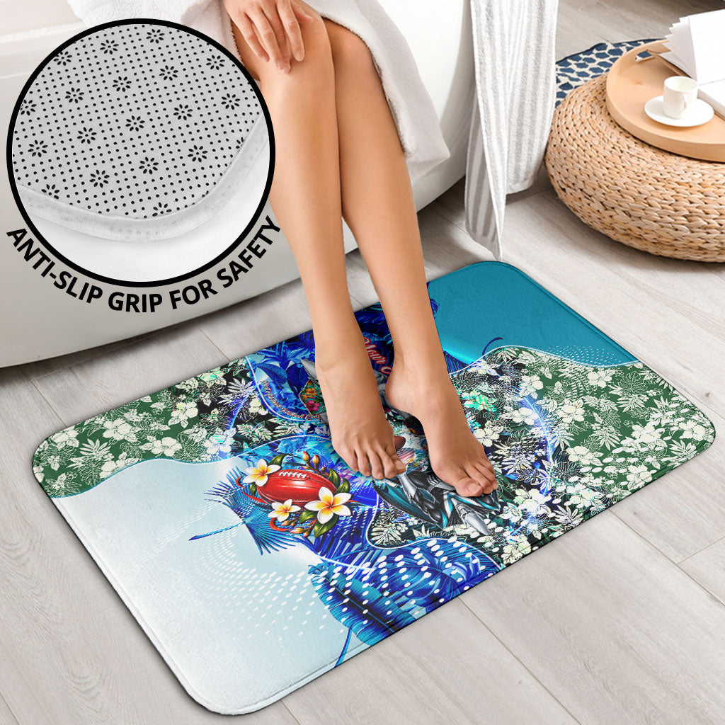 Personalized Port Adelaide Football Power Bathroom Set Tropical Hibiscus Flowers - Pacific Fusion Style