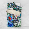 Personalized Port Adelaide Football Power Bedding Set Tropical Hibiscus Flowers - Pacific Fusion Style