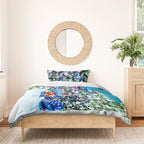 Personalized Port Adelaide Football Power Bedding Set Tropical Hibiscus Flowers - Pacific Fusion Style