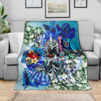 Personalized Port Adelaide Football Power Blanket Tropical Hibiscus Flowers - Pacific Fusion Style