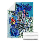 Personalized Port Adelaide Football Power Blanket Tropical Hibiscus Flowers - Pacific Fusion Style