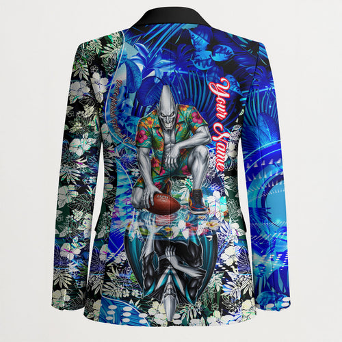 Personalized Port Adelaide Football Power Blazer Tropical Hibiscus Flowers - Pacific Fusion Style