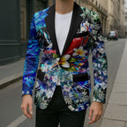 Personalized Port Adelaide Football Power Blazer Tropical Hibiscus Flowers - Pacific Fusion Style