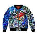 Personalized Port Adelaide Football Power Bomber Jacket Tropical Hibiscus Flowers - Pacific Fusion Style