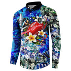Personalized Port Adelaide Football Power Button Sweatshirt Tropical Hibiscus Flowers - Pacific Fusion Style