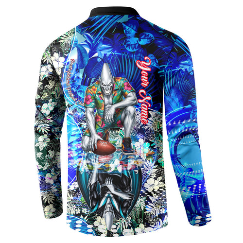 Personalized Port Adelaide Football Power Button Sweatshirt Tropical Hibiscus Flowers - Pacific Fusion Style