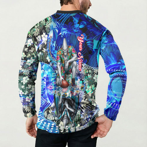 Personalized Port Adelaide Football Power Button Sweatshirt Tropical Hibiscus Flowers - Pacific Fusion Style