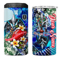 Personalized Port Adelaide Football Power 4 in 1 Can Cooler Tumbler Tropical Hibiscus Flowers - Pacific Fusion Style