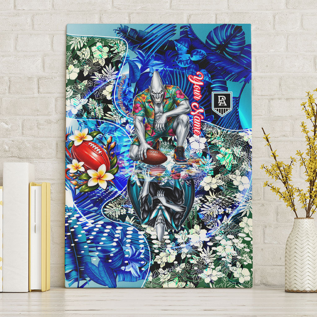 Personalized Port Adelaide Football Power Canvas Wall Art Tropical Hibiscus Flowers - Pacific Fusion Style