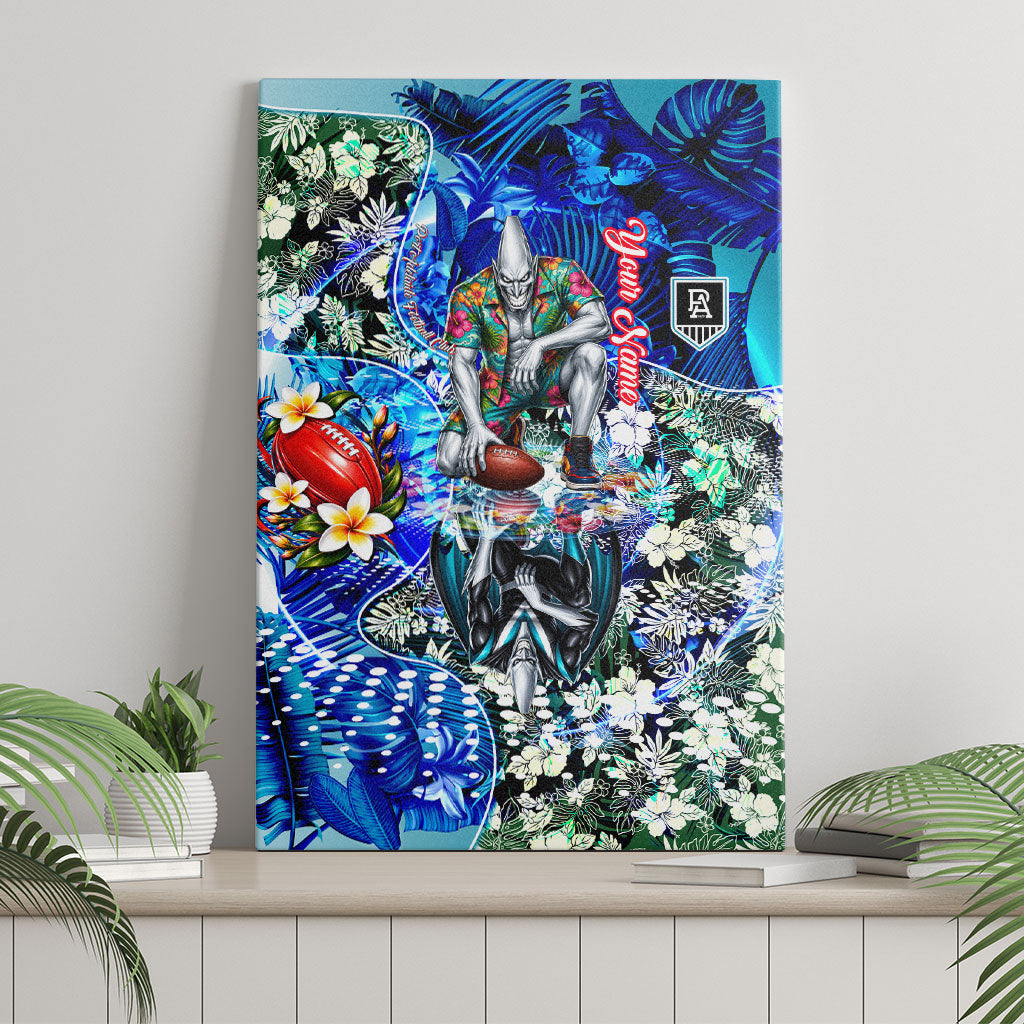 Personalized Port Adelaide Football Power Canvas Wall Art Tropical Hibiscus Flowers - Pacific Fusion Style
