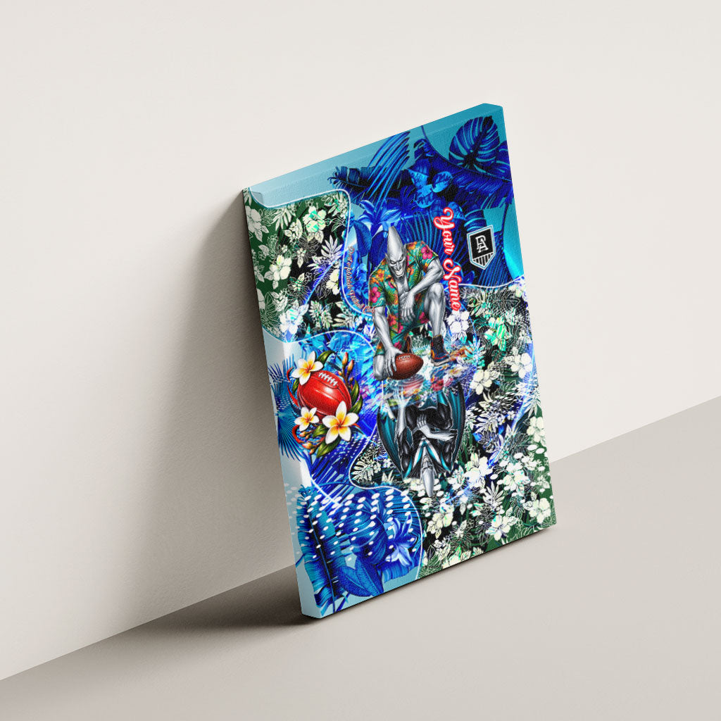 Personalized Port Adelaide Football Power Canvas Wall Art Tropical Hibiscus Flowers - Pacific Fusion Style
