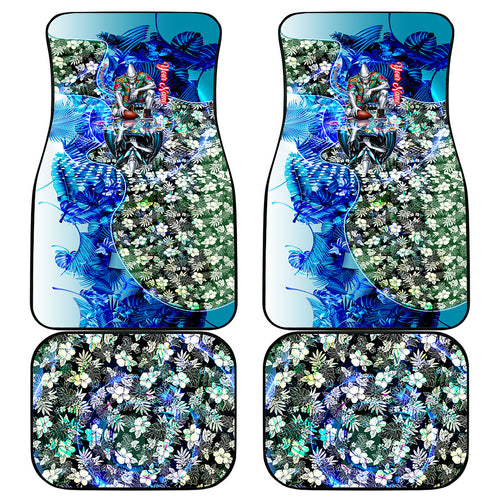 Personalized Port Adelaide Football Power Car Mats Tropical Hibiscus Flowers - Pacific Fusion Style