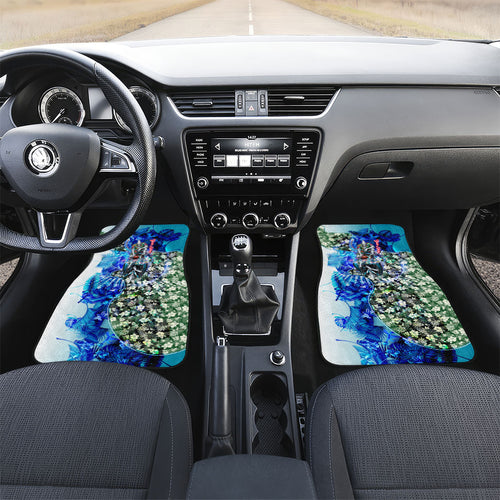 Personalized Port Adelaide Football Power Car Mats Tropical Hibiscus Flowers - Pacific Fusion Style