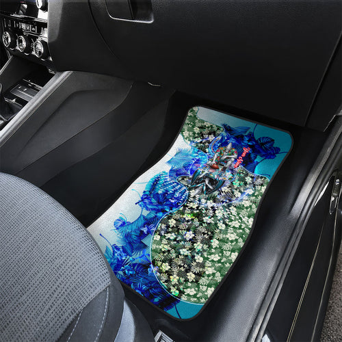 Personalized Port Adelaide Football Power Car Mats Tropical Hibiscus Flowers - Pacific Fusion Style