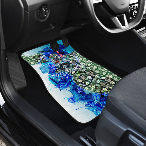 Personalized Port Adelaide Football Power Car Mats Tropical Hibiscus Flowers - Pacific Fusion Style