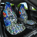 Personalized Port Adelaide Football Power Car Seat Cover Tropical Hibiscus Flowers - Pacific Fusion Style
