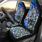 Personalized Port Adelaide Football Power Car Seat Cover Tropical Hibiscus Flowers - Pacific Fusion Style