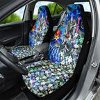 Personalized Port Adelaide Football Power Car Seat Cover Tropical Hibiscus Flowers - Pacific Fusion Style