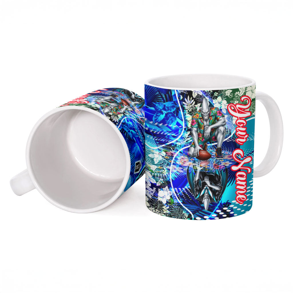 Personalized Port Adelaide Football Power Ceramic Mug Tropical Hibiscus Flowers - Pacific Fusion Style