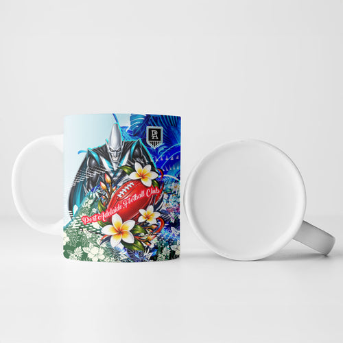 Personalized Port Adelaide Football Power Ceramic Mug Tropical Hibiscus Flowers - Pacific Fusion Style