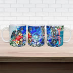 Personalized Port Adelaide Football Power Ceramic Mug Tropical Hibiscus Flowers - Pacific Fusion Style