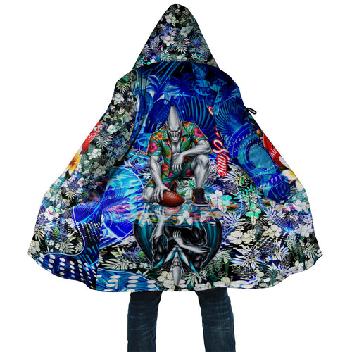 Personalized Port Adelaide Football Power Cloak Tropical Hibiscus Flowers - Pacific Fusion Style