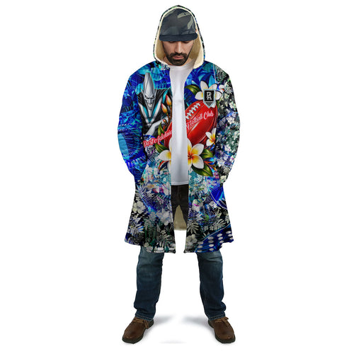Personalized Port Adelaide Football Power Cloak Tropical Hibiscus Flowers - Pacific Fusion Style