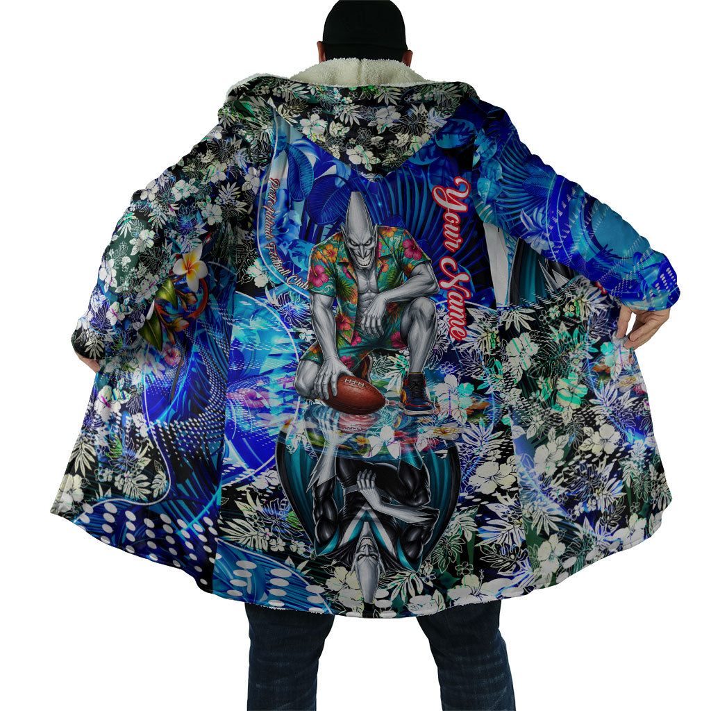 Personalized Port Adelaide Football Power Cloak Tropical Hibiscus Flowers - Pacific Fusion Style