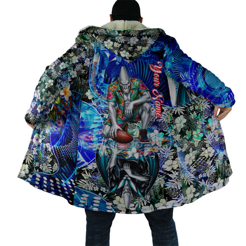 Personalized Port Adelaide Football Power Cloak Tropical Hibiscus Flowers - Pacific Fusion Style