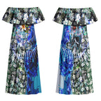 Personalized Port Adelaide Football Power Couples Matching Off Shoulder Maxi Dress and Hawaiian Shirt Tropical Hibiscus Flowers - Pacific Fusion Style